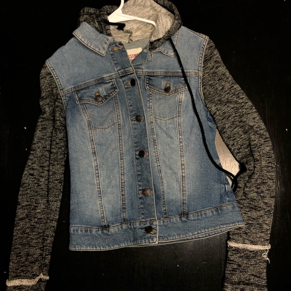 Jean jacket with hoodie
